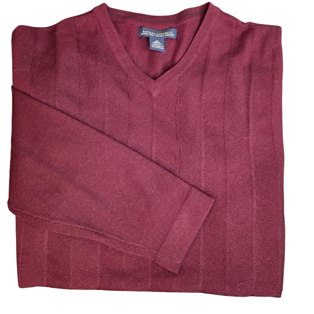 Banana Republic 100% Extra Fine Italian Merino Wool Sweater Burgundy‎ Med